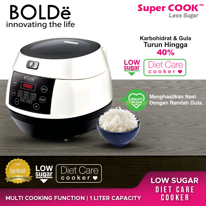 Bolde Rice Cooker Super COOK Less Sugar - Putih 